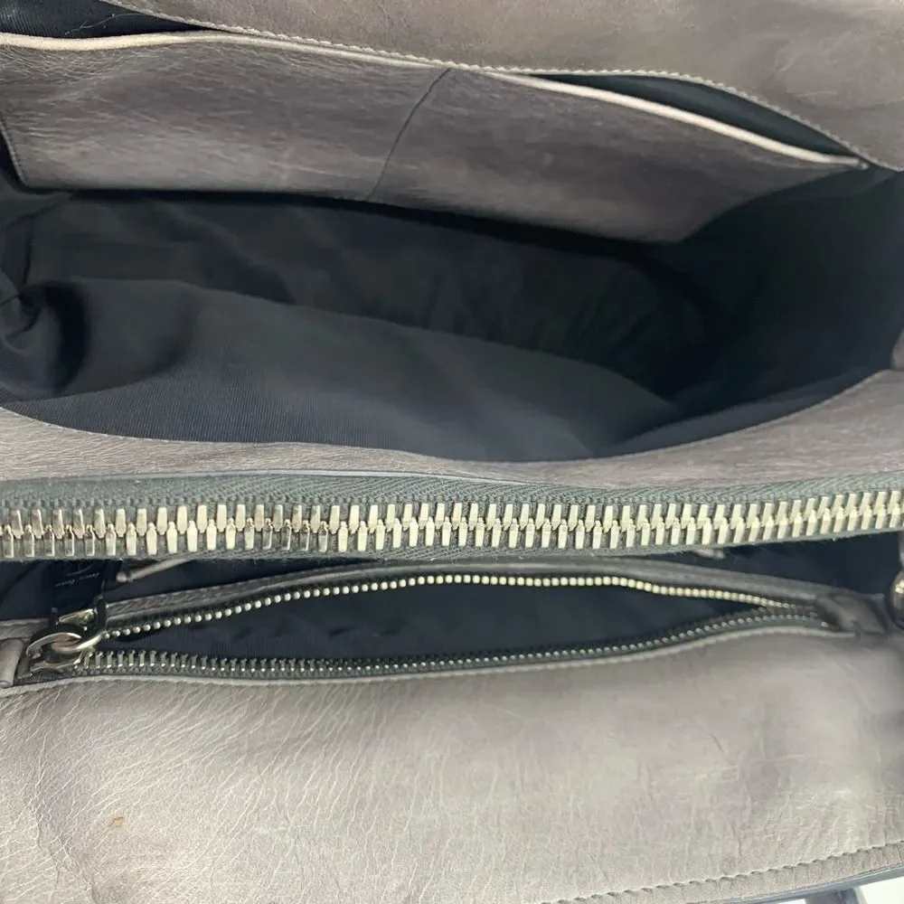 Authentic Miu Miu Vitello Shine Peltro Gray Leather 2way Satchel Preloved
